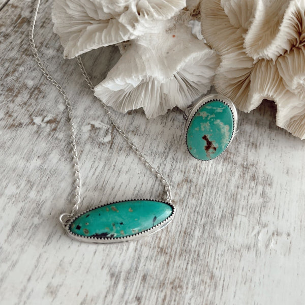 Oval Hubei Turquoise Sterling Silver Pendant