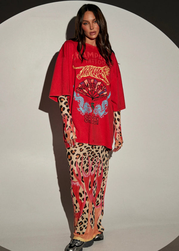 The Champagne Tattoo Tee - Red