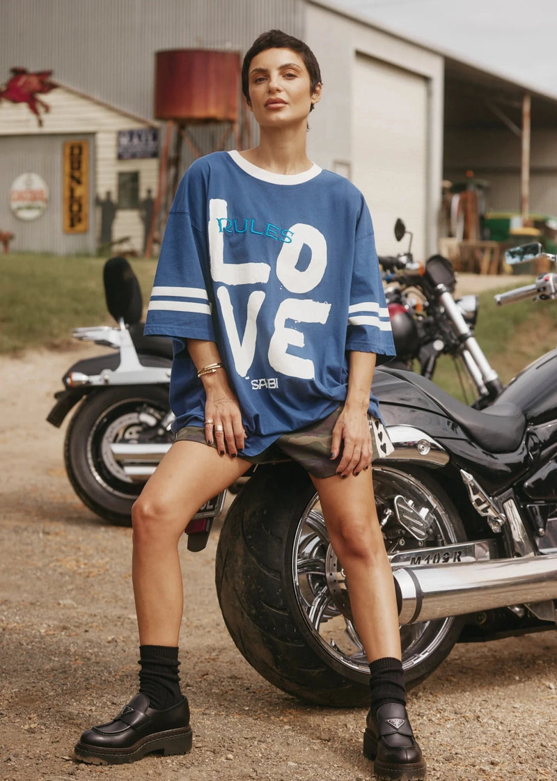 The Very Oversized Love Revolution Tee - Blue