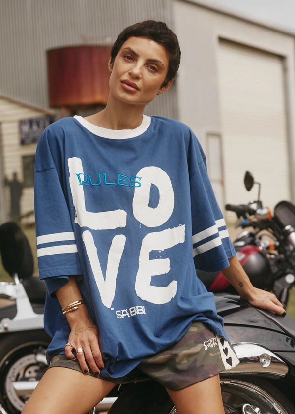 The Very Oversized Love Revolution Tee - Blue