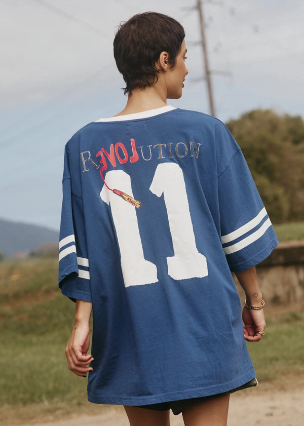 The Very Oversized Love Revolution Tee - Blue