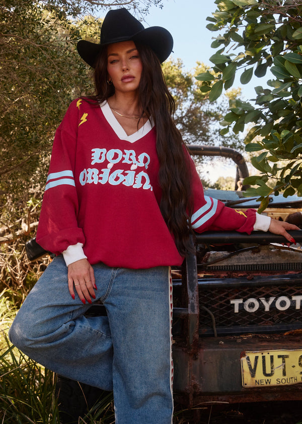 The Born Original Sweat - Maroon & Sky