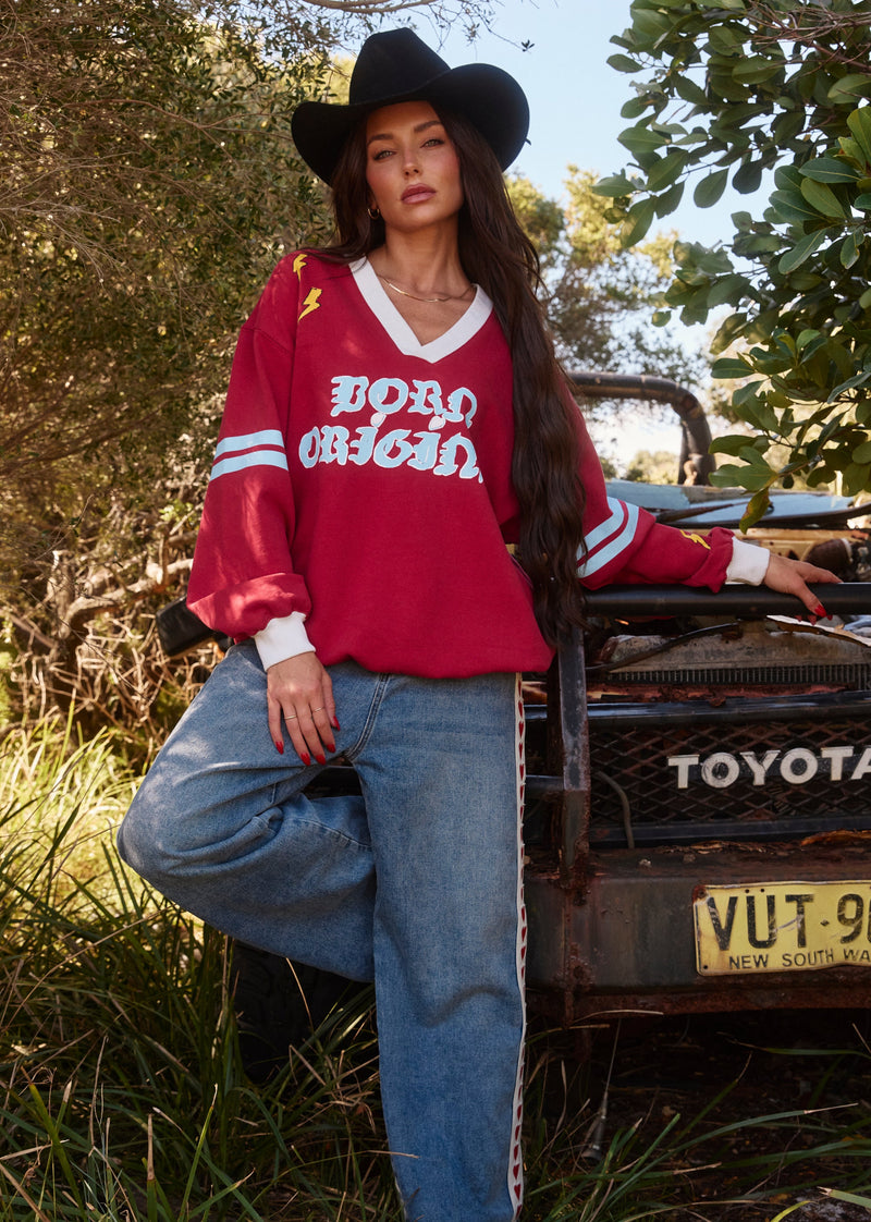 The Born Original Sweat - Maroon & Sky