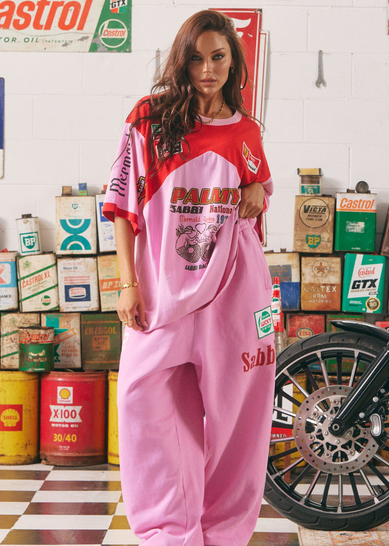 The Very Oversized Mermaid Racing Tee - Pink