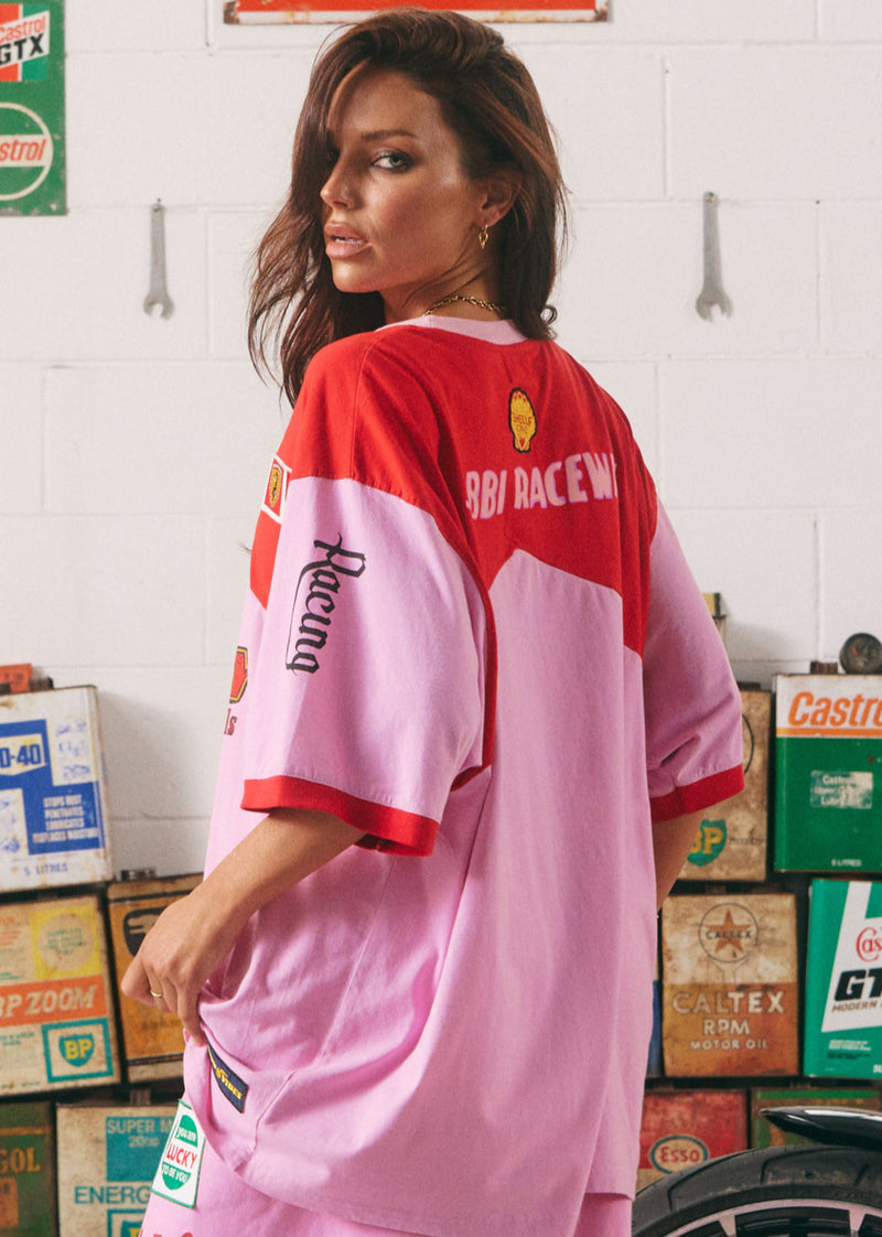 The Very Oversized Mermaid Racing Tee - Pink
