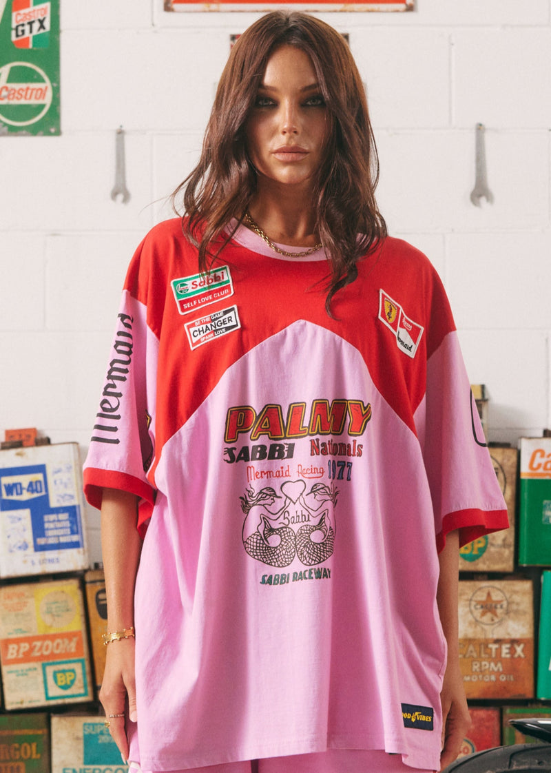 The Very Oversized Mermaid Racing Tee - Pink