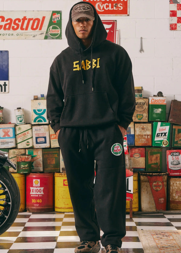 Wide Leg Sweat Pants - Acid Wash Black