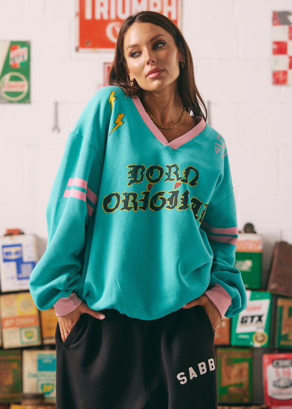 The Born Original Sweat - Teal & Pink