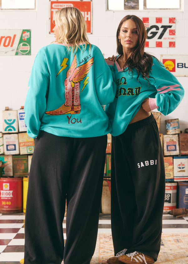 The Born Original Sweat - Teal & Pink