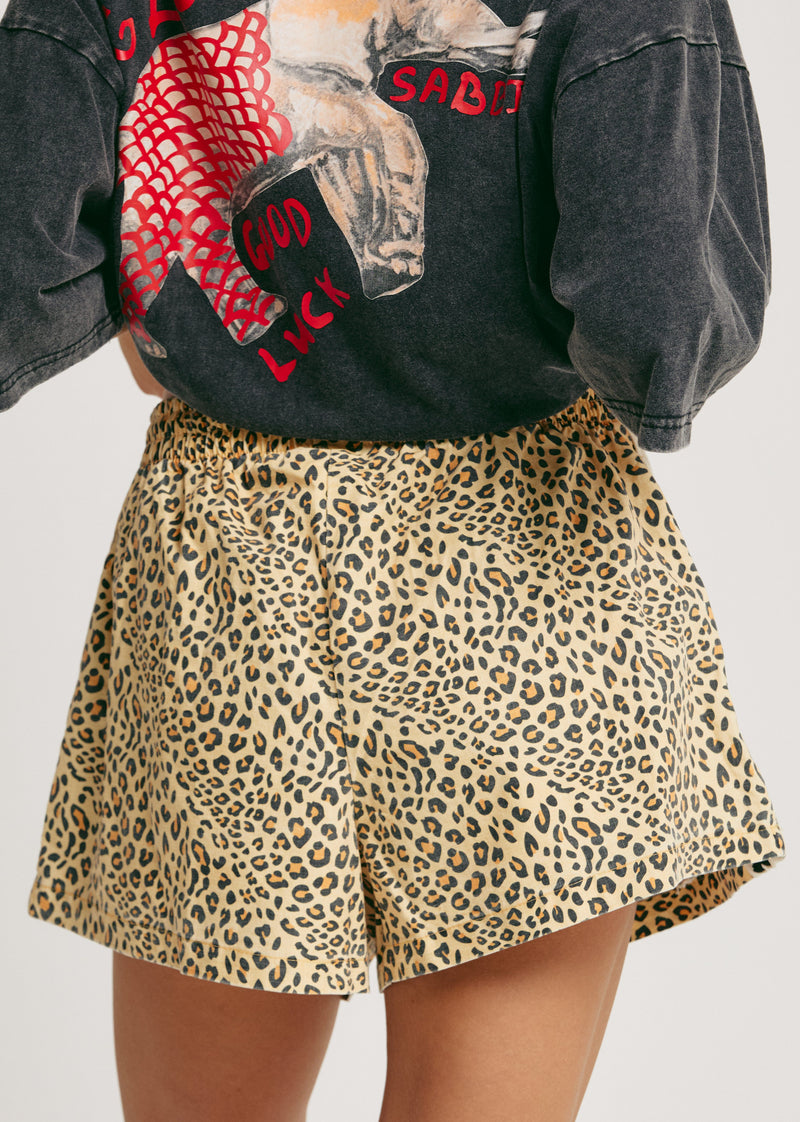 The Mini Hearts Drill Shorts - Leopard