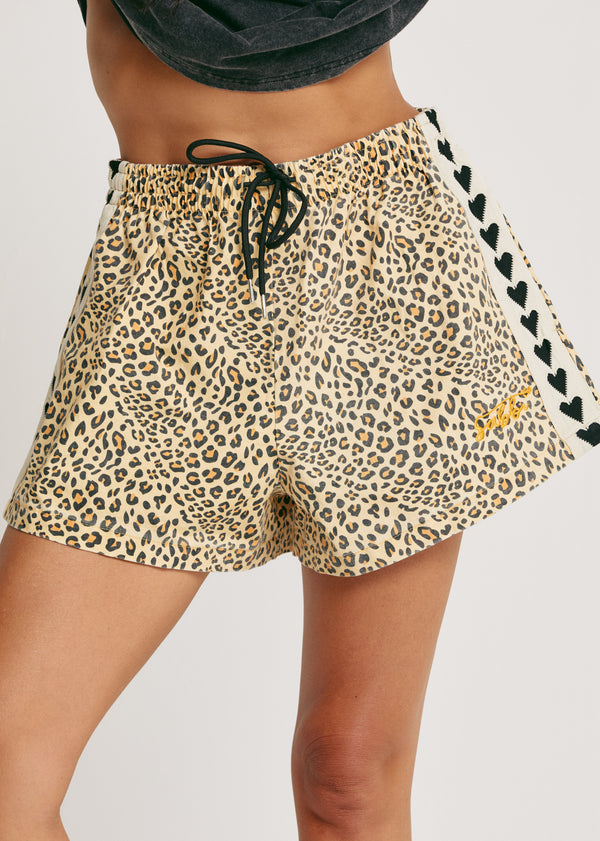 The Mini Hearts Drill Shorts - Leopard