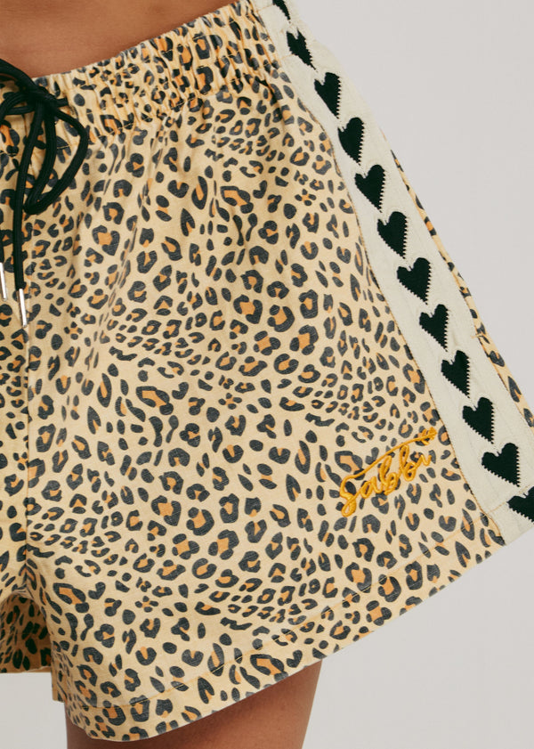The Mini Hearts Drill Shorts - Leopard