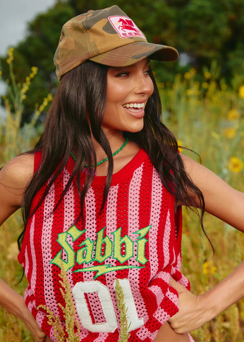 The Knit B-Ball Singlet - Pink Stripe