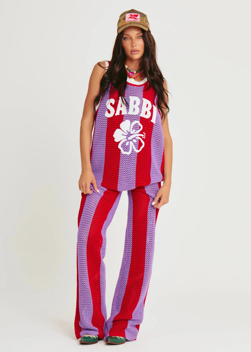 The Knit B-Ball Singlet - Red & Purple