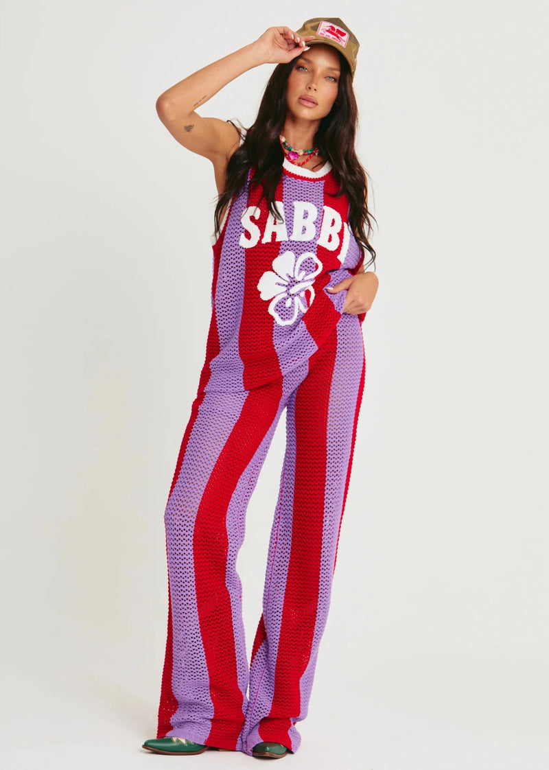 The Knit Stripe Beach Pants - Purple Stripe