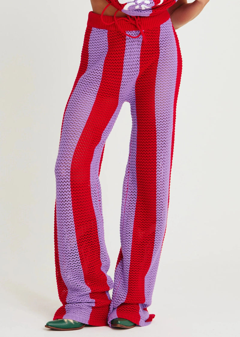 The Knit Stripe Beach Pants - Purple Stripe