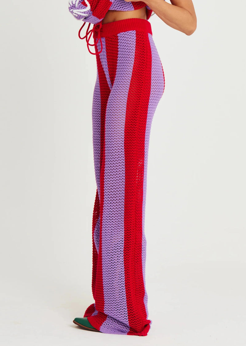 The Knit Stripe Beach Pants - Purple Stripe