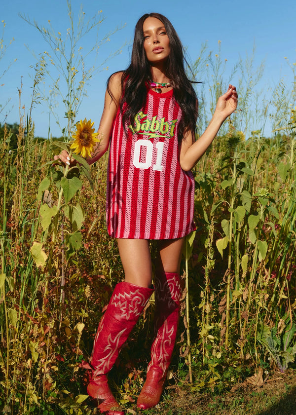 The Knit B-Ball Singlet - Pink Stripe