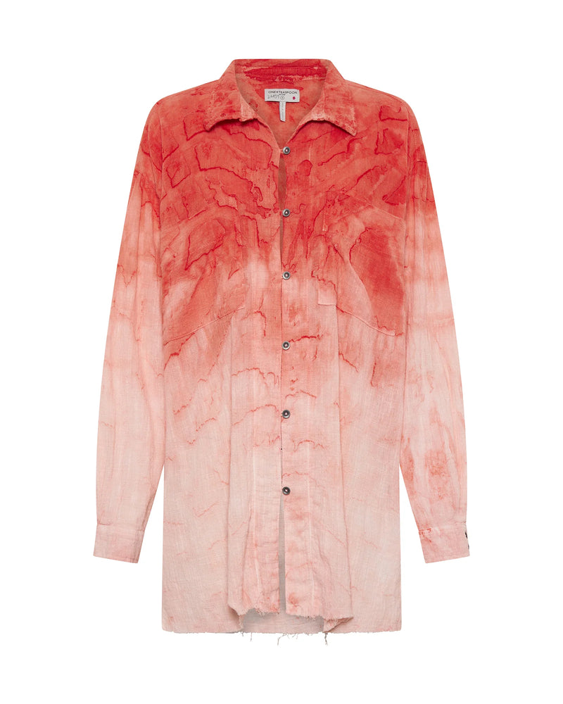 Hand Painted Sunset Muslin Longline Shirt