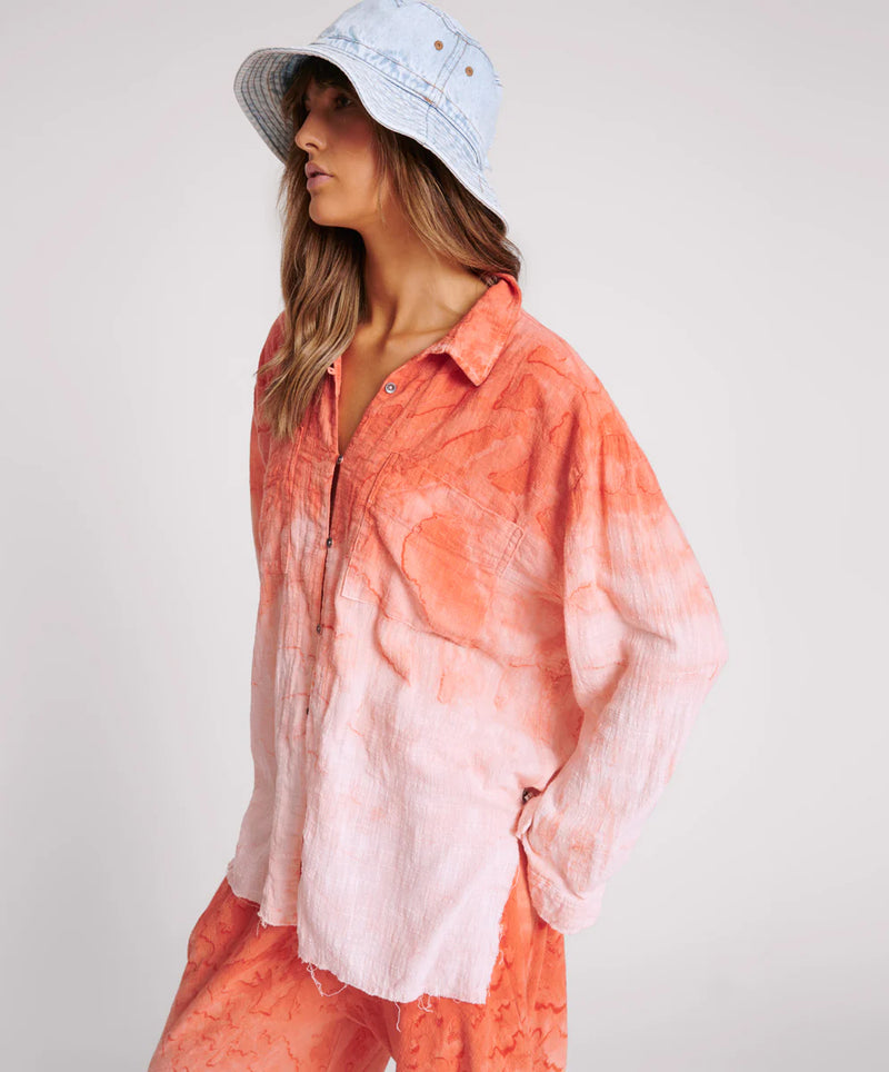 Hand Painted Sunset Muslin Longline Shirt