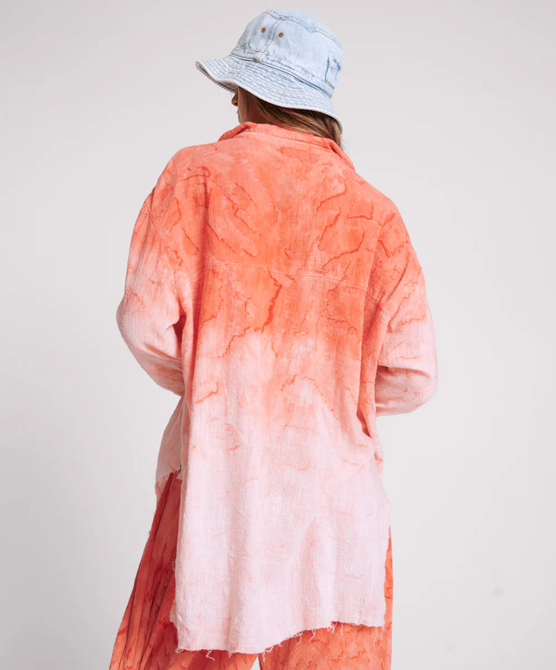 Hand Painted Sunset Muslin Longline Shirt