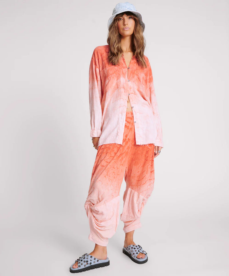 Hand Painted Sunset Muslin Longline Shirt