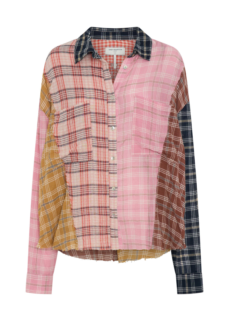 Panelled Flannel Oversized Shirt