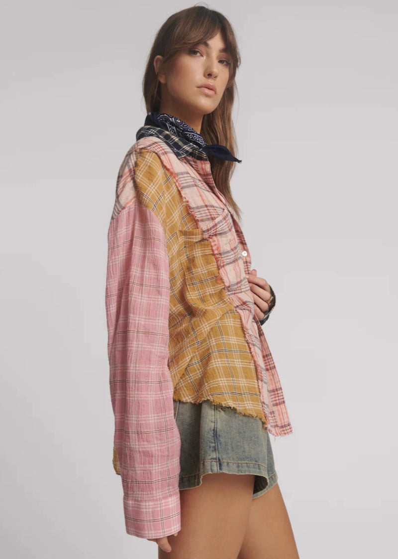 Panelled Flannel Oversized Shirt