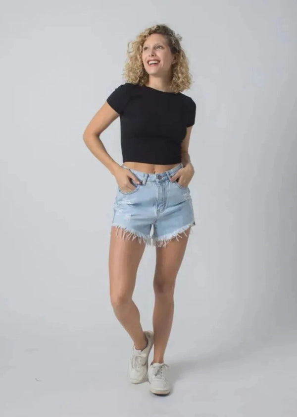 Fray Hem Denim Shorts