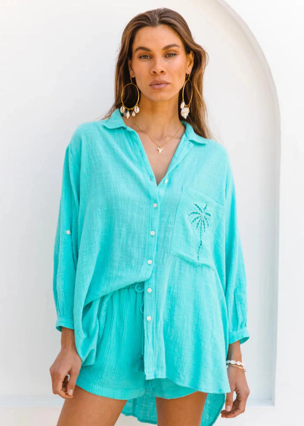 3 Palms Shirt - Turquoise - BACK IN MARCH