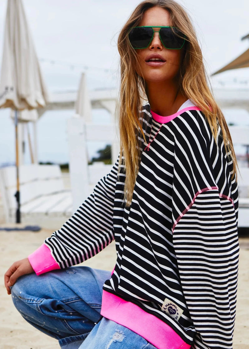 Retro Stripe Sweat - Black/White