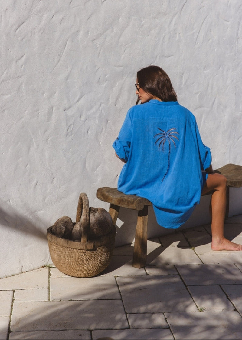Palm Shirt Dress - Oceano