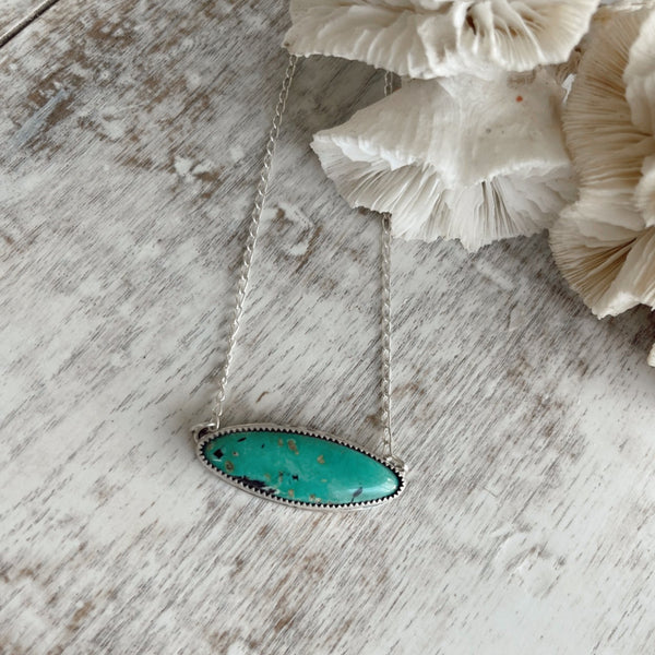 Oval Hubei Turquoise Sterling Silver Pendant