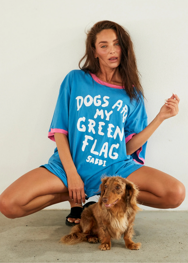 The Very Oversized Green Flag Tee - Pink/Blue