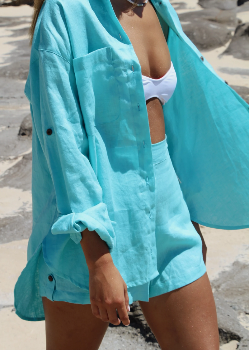 Leilani Linen Shirt - Blue