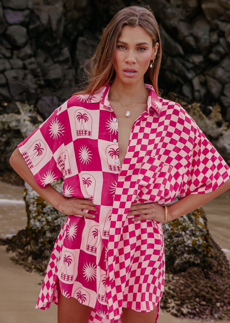 Pop Check Shirt Dress