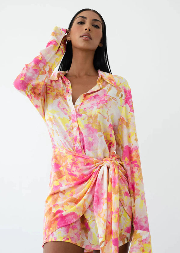 Camille Tie Dress - Aurora Pink