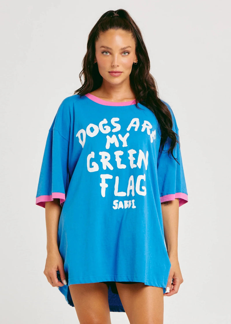 The Very Oversized Green Flag Tee - Pink/Blue