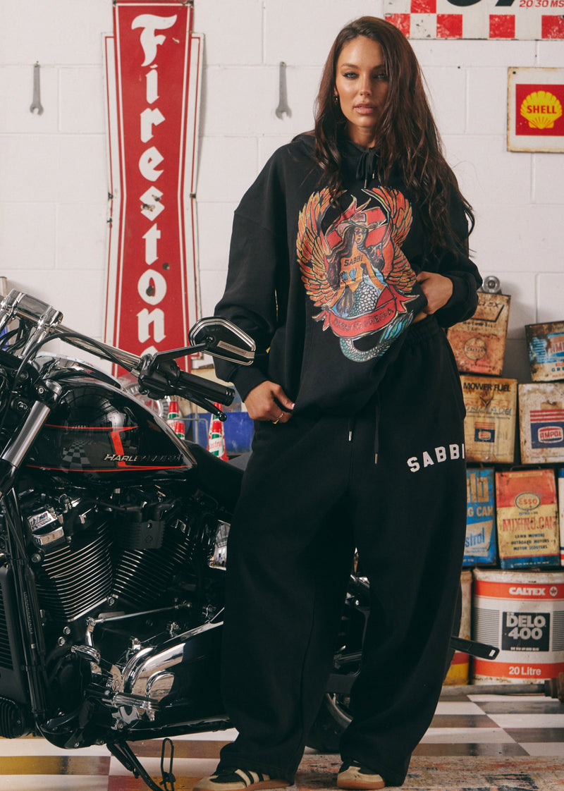 The Brenda Energy Wide Leg Sweat Pants - Black