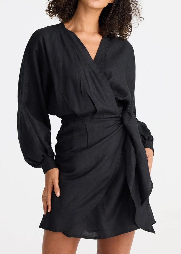 Porto Wrap Dress - Black
