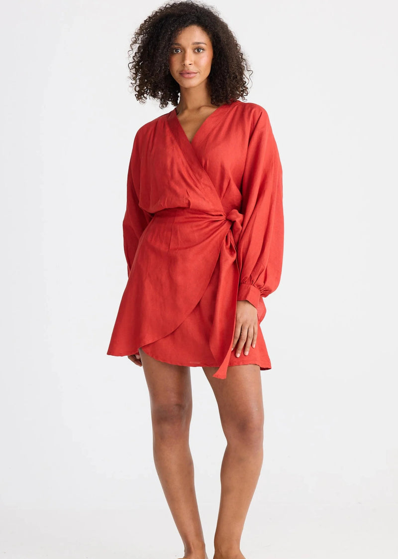 Porto Wrap Dress - Chilli