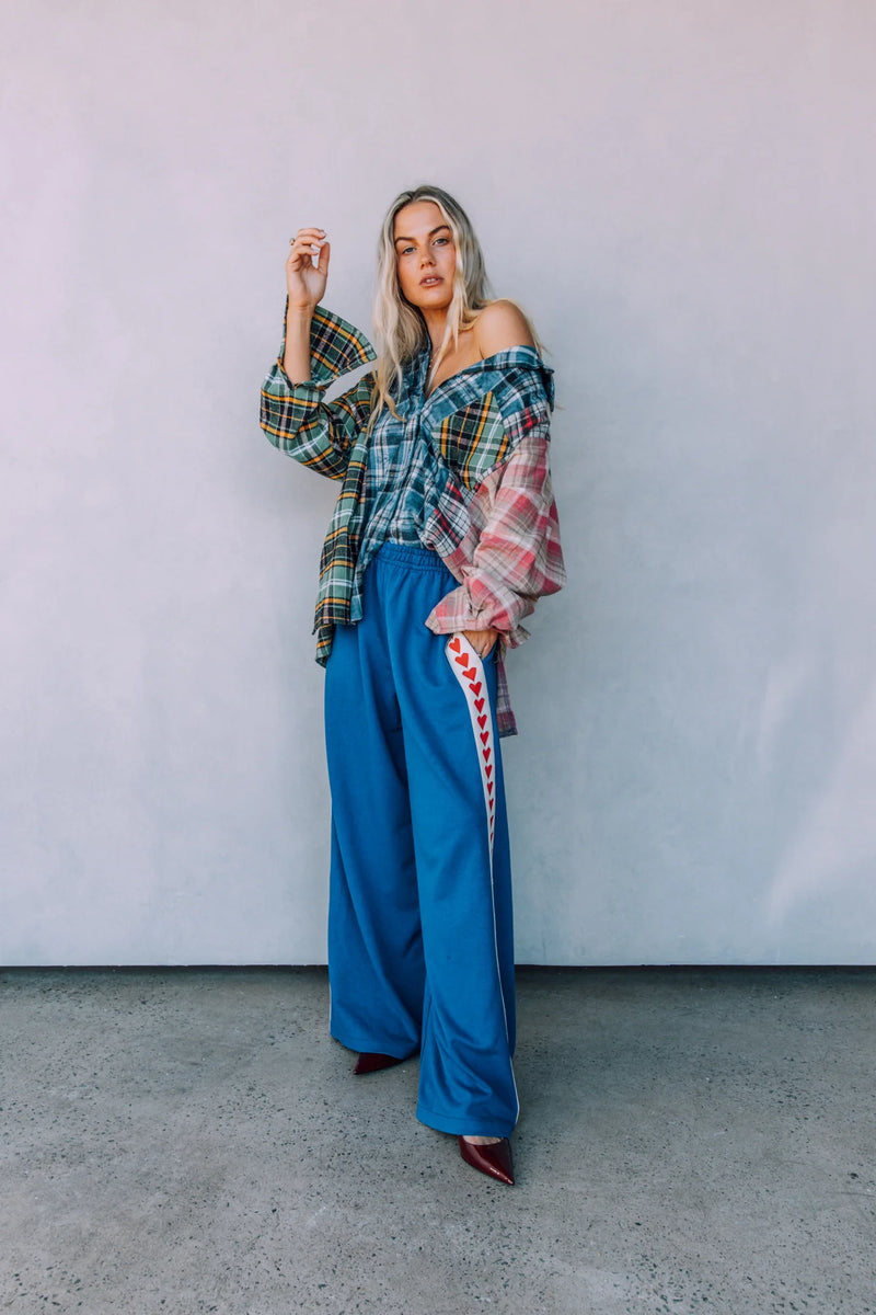 Raving Hearts Track Pant - Blue