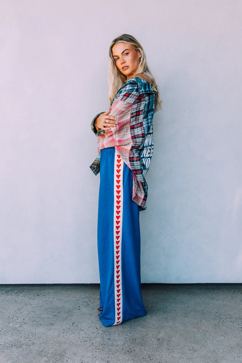 Raving Hearts Track Pant - Blue
