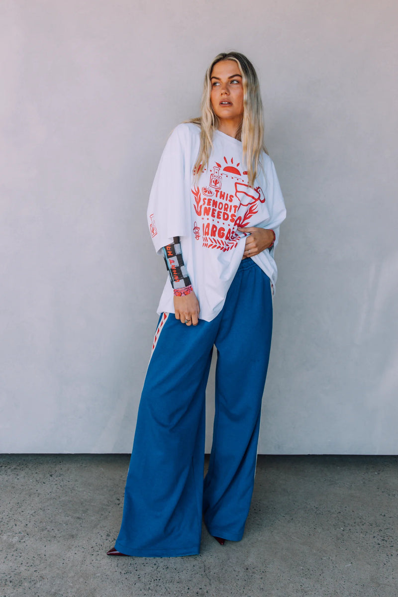 Raving Hearts Track Pant - Blue