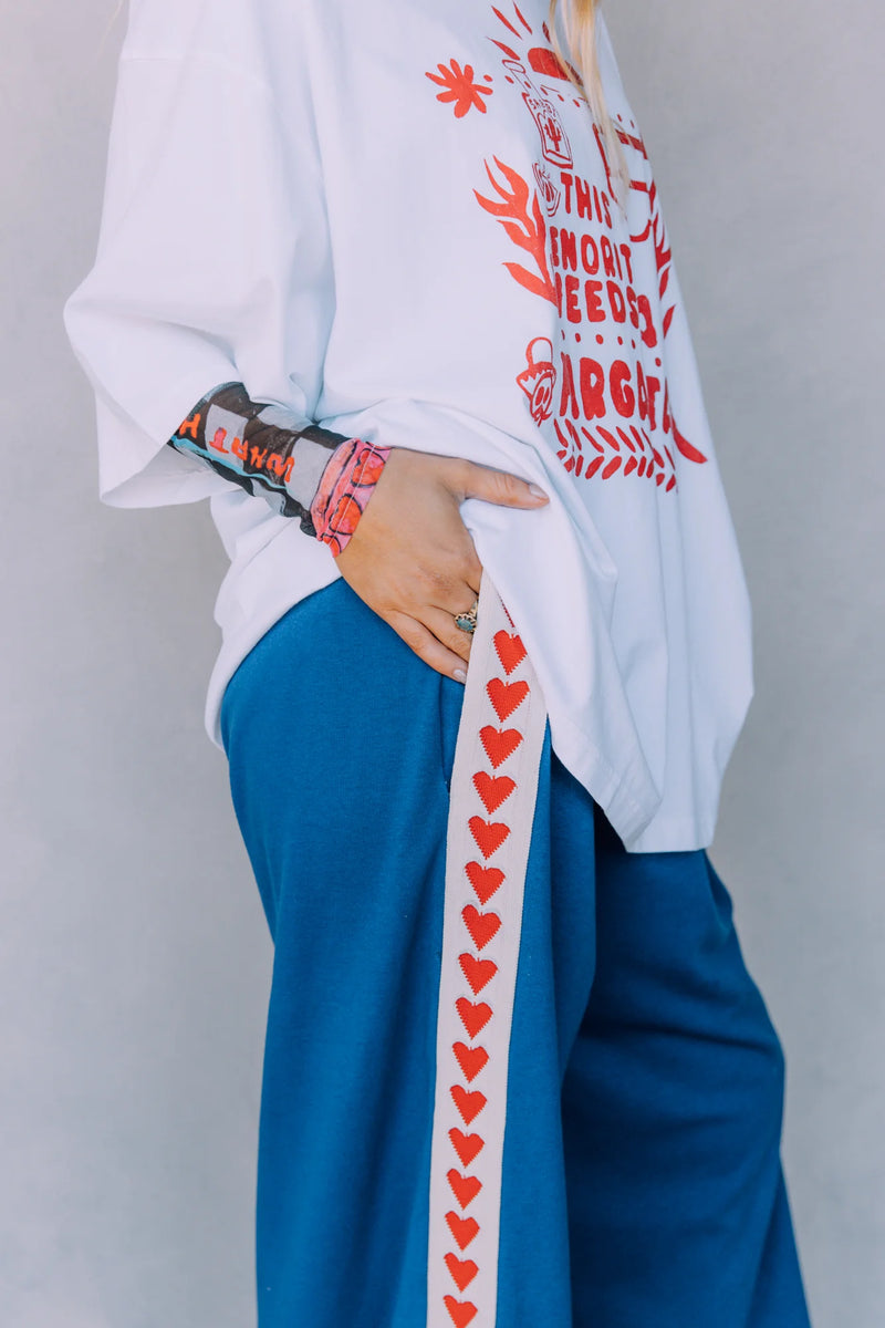 Raving Hearts Track Pant - Blue
