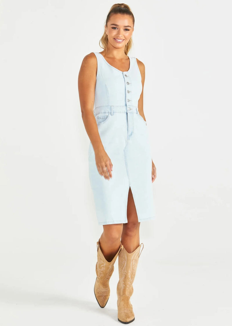 Marcia Denim Dress - Snow Denim Wash