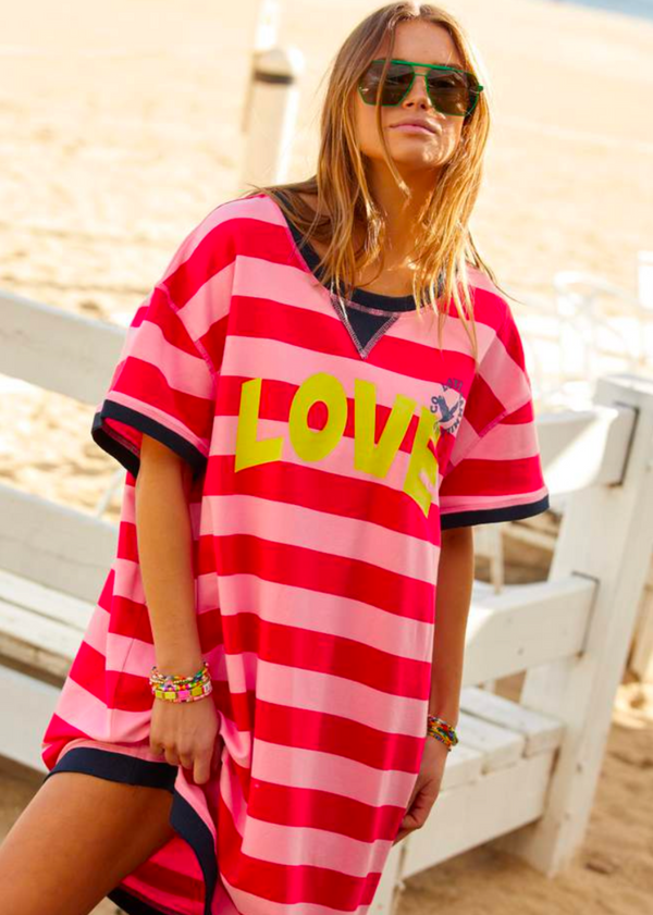 Beach Sweat Dress - Pink/Red