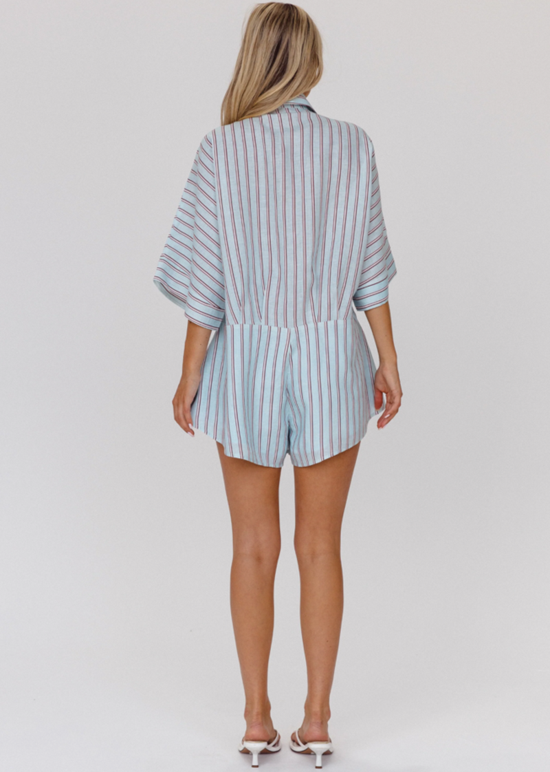Rae Playsuit - Mint Stripe