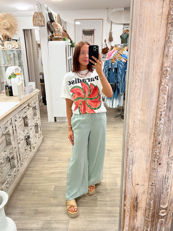 Tara Linen Pants - Sage