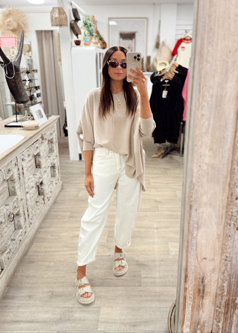 Cream Barrel Jeans
